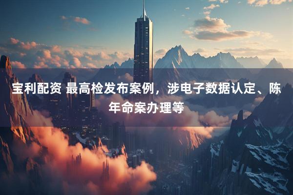 宝利配资 最高检发布案例,涉电子数据认定、陈年命案办理等